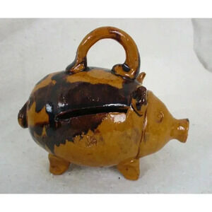 Pig piggy bank Coin Bank, Child's bank Pig Clay Piggy‎ Bank, Hand made clay pig